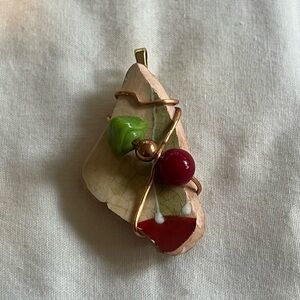 Artisan Pendant with Red and Green Accents